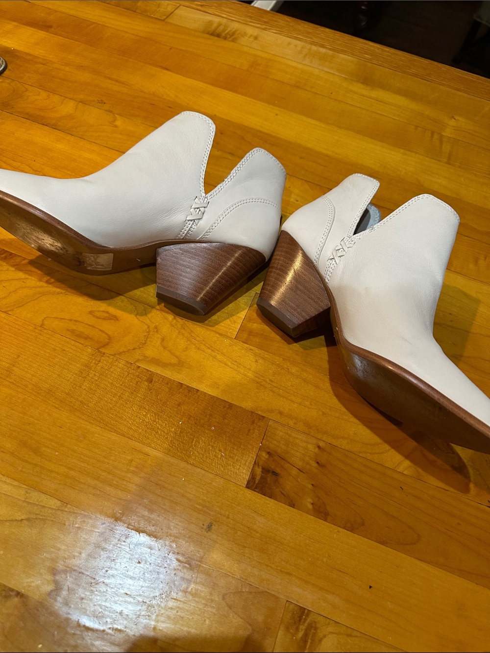 Frye Cream Leather Cutout Ankle Booties - Picture 5 of 7